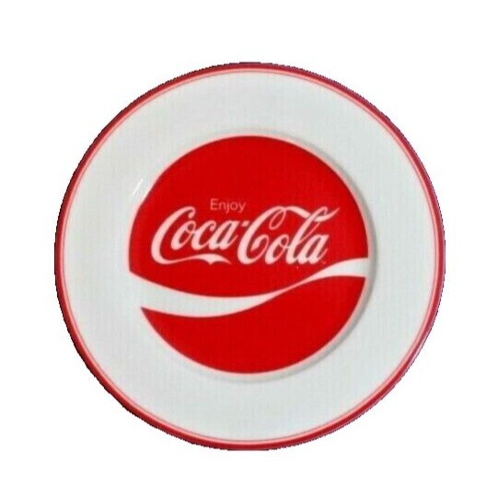 Enjoy Coca Cola Wave Salad Dessert Plate 8-inch Red White Ceramic 2003 Gift NEW